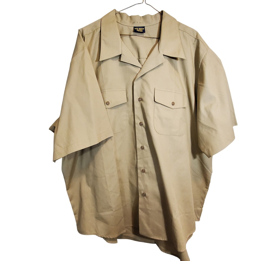 US Navy Authentic Originals Creighton Khaki Short Sleeve Uniform Shirt 3XL 3909